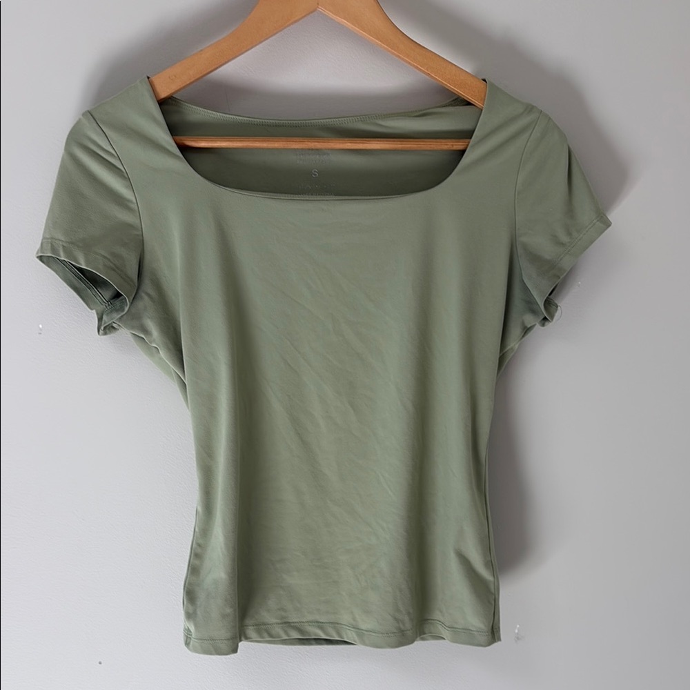 Green Fitted Puff Sleeve T-Shirt